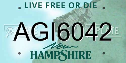AGI6042 New Hampshire License Plate