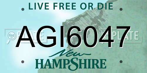 AGI6047 New Hampshire License Plate