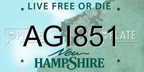AGI851 New Hampshire License Plate
