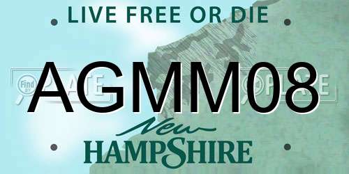 AGMM08 New Hampshire License Plate