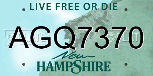 AGQ7370 New Hampshire License Plate