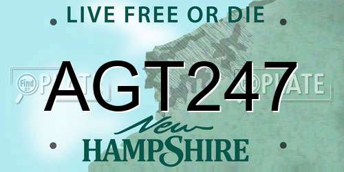 AGT247 New Hampshire License Plate