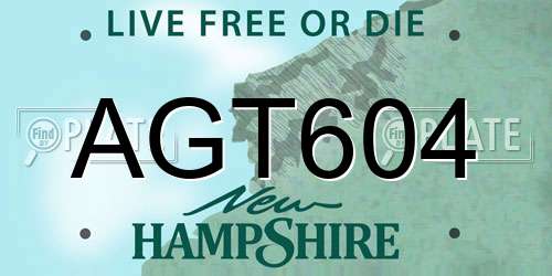AGT604 New Hampshire License Plate