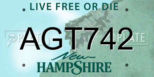 AGT742 New Hampshire License Plate