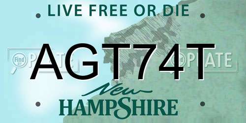 AGT74T New Hampshire License Plate