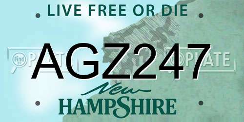 AGZ247 New Hampshire License Plate