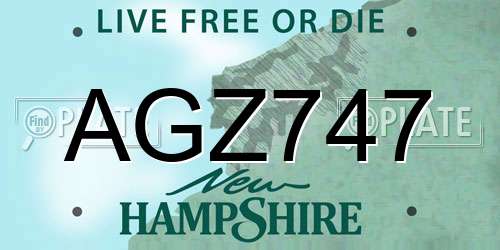 AGZ747 New Hampshire License Plate