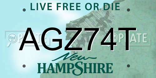 AGZ74T New Hampshire License Plate
