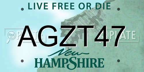 AGZT47 New Hampshire License Plate