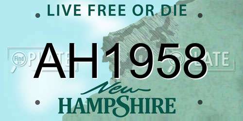 AH1958 New Hampshire License Plate