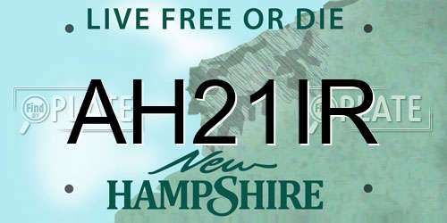 AH21IR New Hampshire License Plate