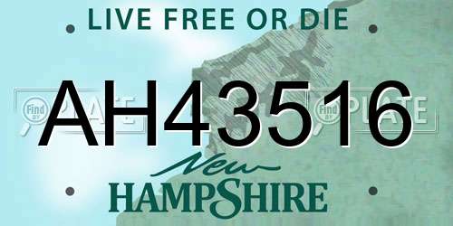 AH43516 New Hampshire License Plate