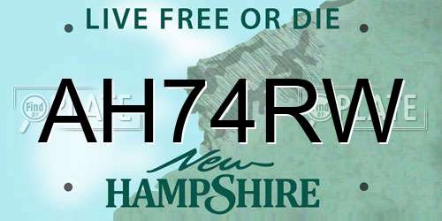 AH74RW New Hampshire License Plate