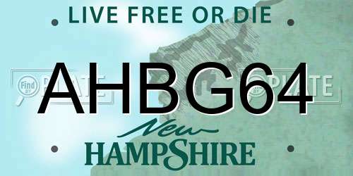 AHBG64 New Hampshire License Plate