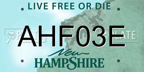 AHF03E New Hampshire License Plate
