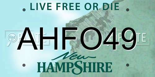 AHFO49 New Hampshire License Plate
