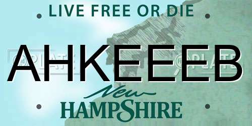 AHKEEEB New Hampshire License Plate