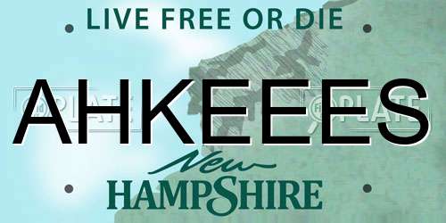 AHKEEES New Hampshire License Plate