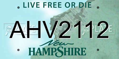 AHV2112 New Hampshire License Plate