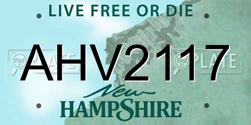 AHV2117 New Hampshire License Plate
