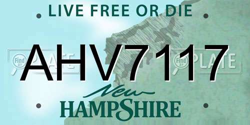 AHV7117 New Hampshire License Plate