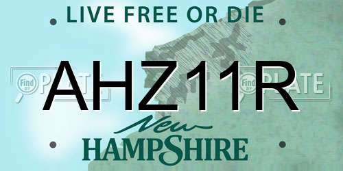 AHZ11R New Hampshire License Plate