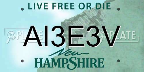 AI3E3V New Hampshire License Plate