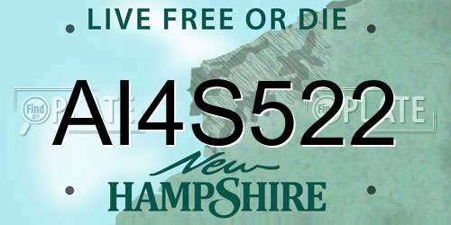 AI4S522 New Hampshire License Plate