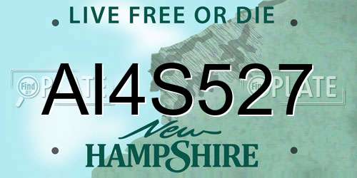 AI4S527 New Hampshire License Plate