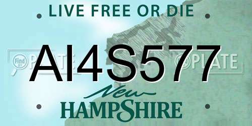 AI4S577 New Hampshire License Plate