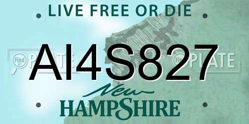 AI4S827 New Hampshire License Plate