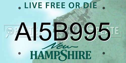 AI5B995 New Hampshire License Plate