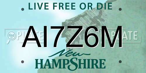 AI7Z6M New Hampshire License Plate