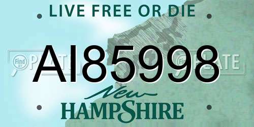 AI85998 New Hampshire License Plate