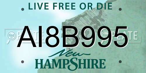 AI8B995 New Hampshire License Plate