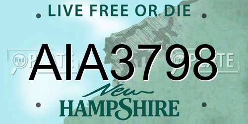 AIA3798 New Hampshire License Plate