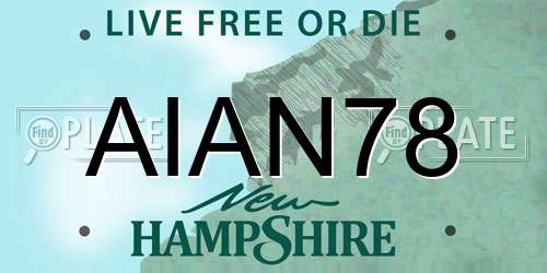 AIAN78 New Hampshire License Plate