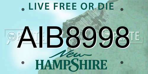 AIB8998 New Hampshire License Plate