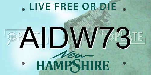 AIDW73 New Hampshire License Plate