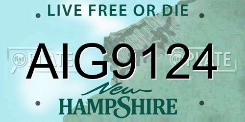 AIG9124 New Hampshire License Plate