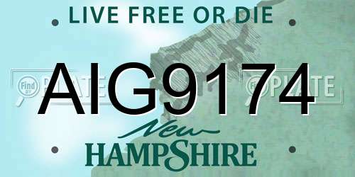 AIG9174 New Hampshire License Plate