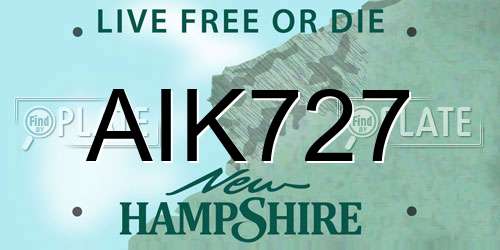 AIK727 New Hampshire License Plate