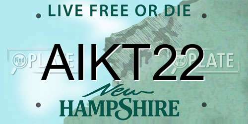 AIKT22 New Hampshire License Plate