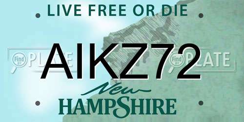 AIKZ72 New Hampshire License Plate