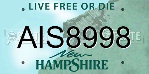 AIS8998 New Hampshire License Plate