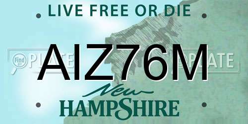 AIZ76M New Hampshire License Plate