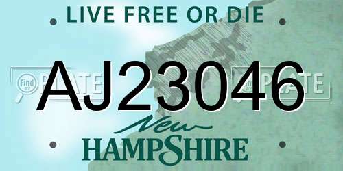 AJ23046 New Hampshire License Plate