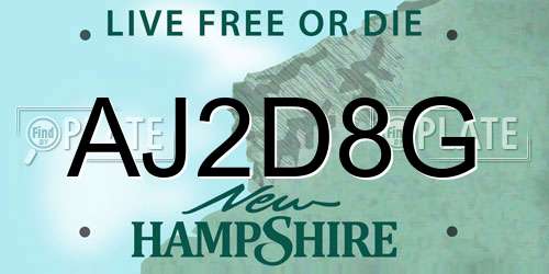 AJ2D8G New Hampshire License Plate