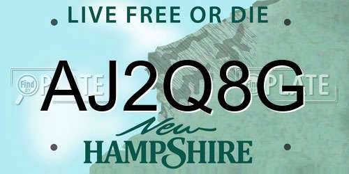 AJ2Q8G New Hampshire License Plate