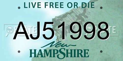 AJ51998 New Hampshire License Plate